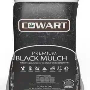 Bagged black mulch made from dyed shredded wood for landscaping in Alpharetta and Cumming, GA