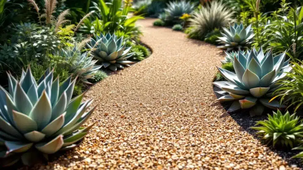 Gravel Pathway Surrounded by Succulents