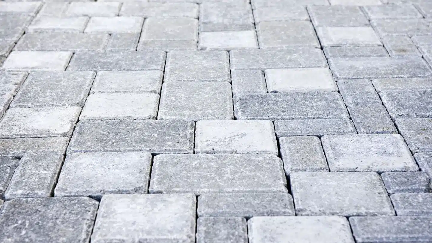 Gray Interlocking Concrete Paver Patio Surface